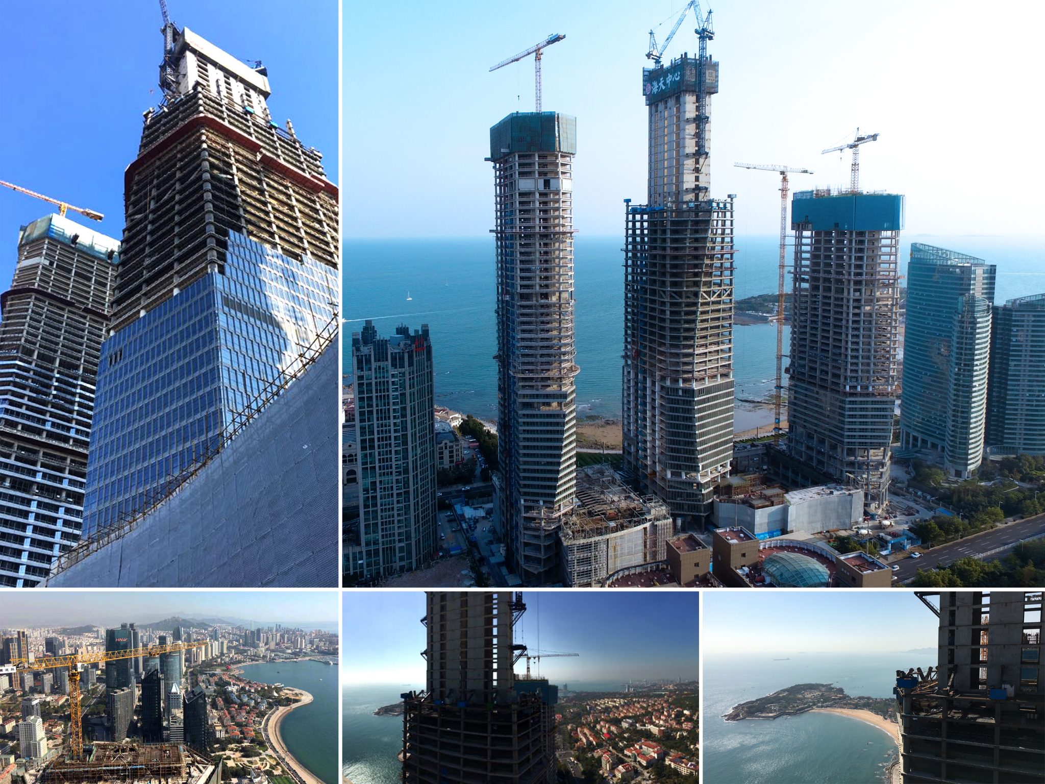Construction progress on super high-rise project in Qingdao China